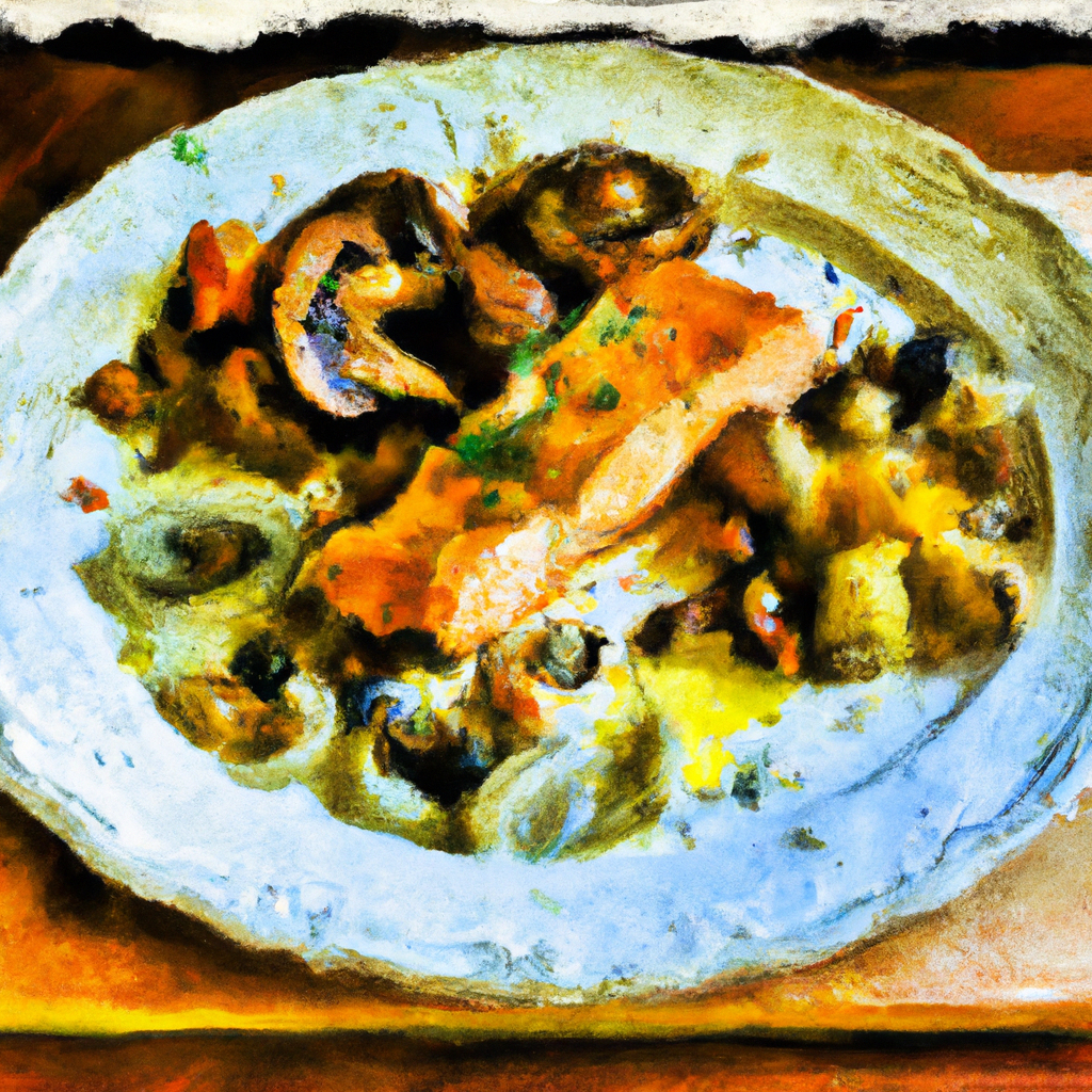 Alder Roasted Salmon with Rosemary Polenta and Wild Mushroom-Pearl Onion Ragout